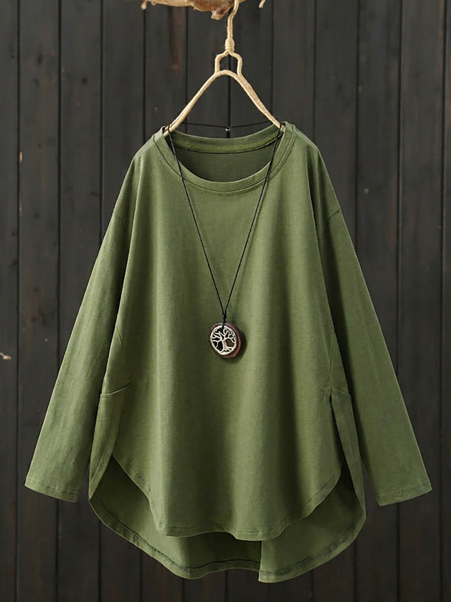 Women's Raglan Sleeve Shirt O Neck Long Top Design 2